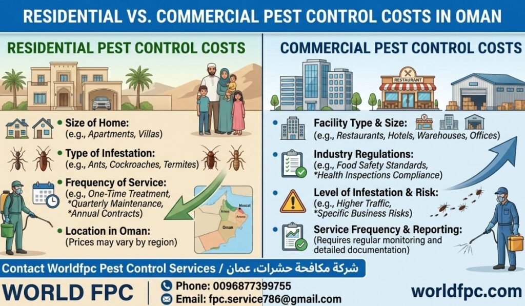 Residential vs. Commercial Pest Control Costs in Oman
